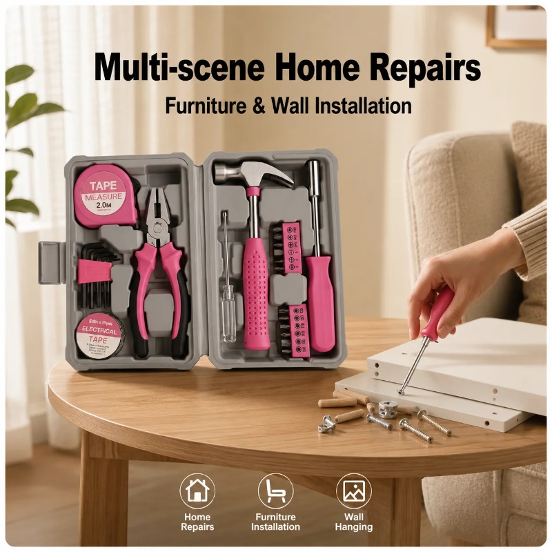Power Tools Catalogue - Kit d'outils rose 24 pièces pour
