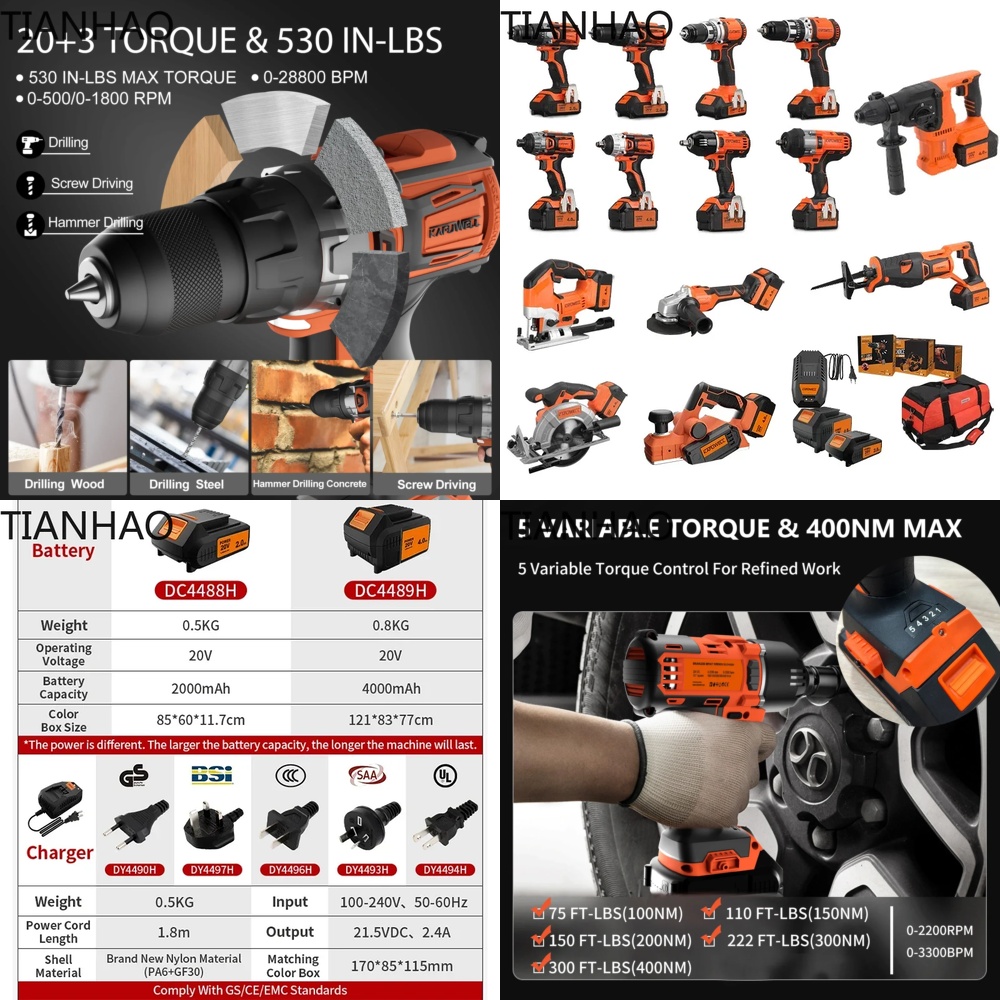 Combo Power Tools - Kit combiné d'outils électriques sans fil