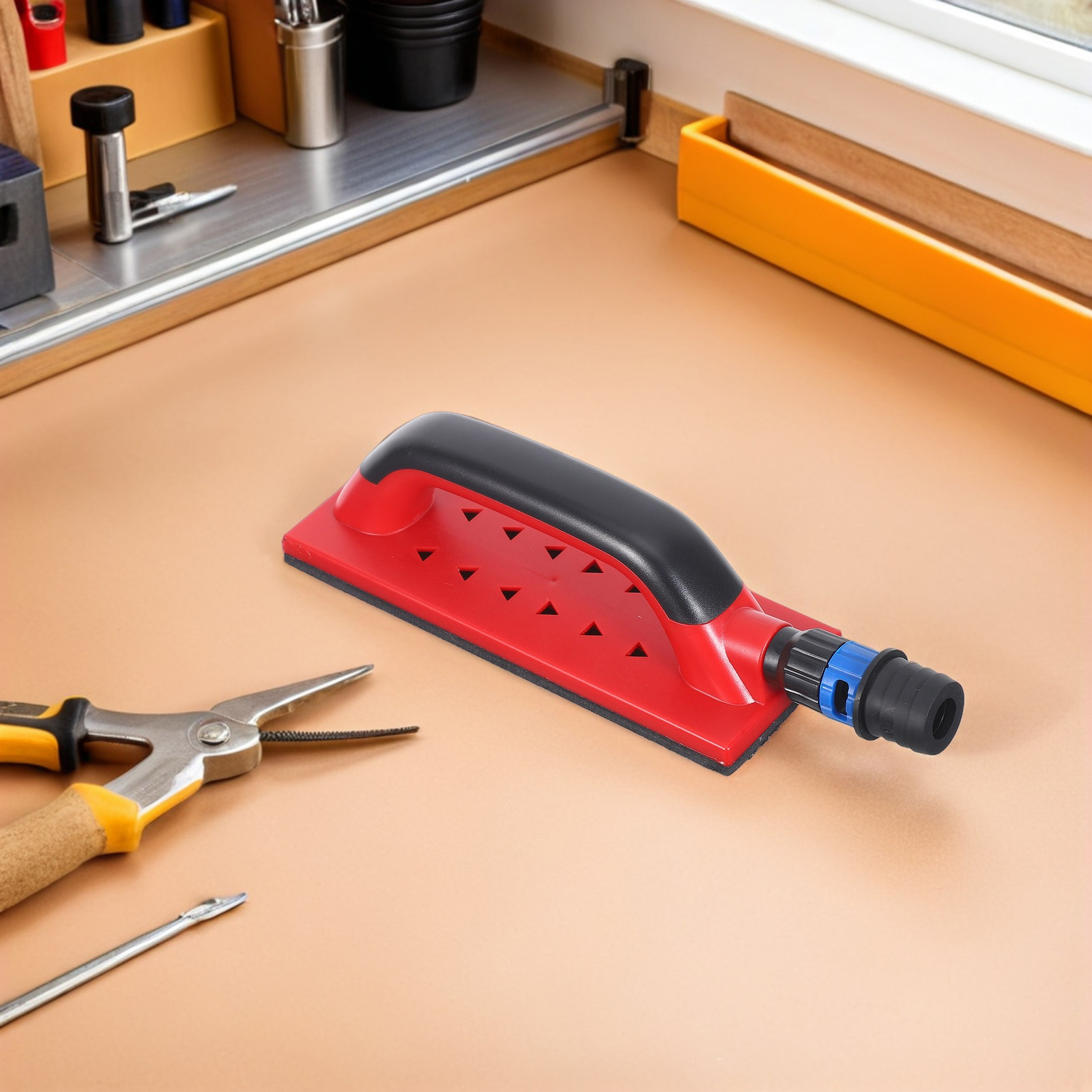 Power Tools Woodworking - Bloc de ponçage carré avec aspiration